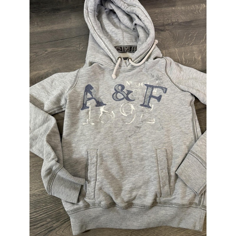 Y2K Vtg Abercrombie Fitch Sweater Woman Small Gray Pullover Hoodie Sweatshirt